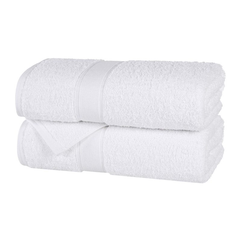 Ensemble de serviettes en coton biologique Lyndon, Blanc, Ensemble de 2 draps de bain