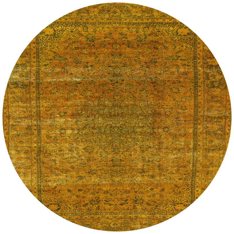Tapis brun à motif oriental, Rond 4 pi