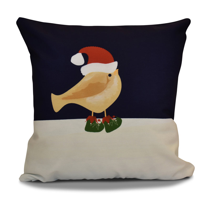 Housse et insert de coussin carré Jump for Joy Merry Christmas Bird, H 20 po x l 20 po, Or