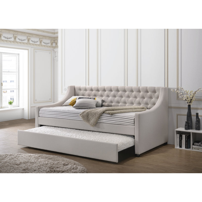 Lianna Fog Fabric Daybed W/Trundle (Twin), Fog, Twin