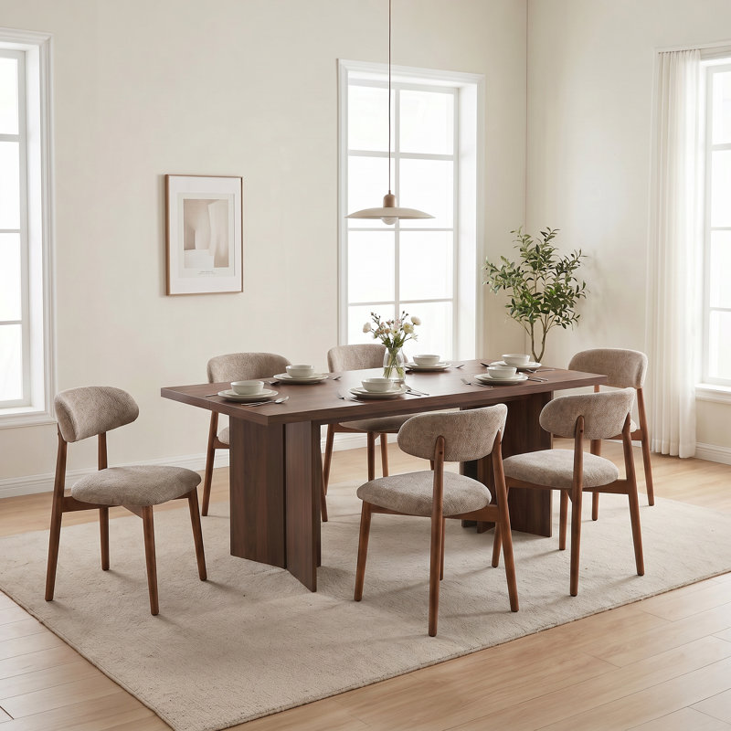 Table de salle à manger Amiliana, 7 pièces : table, 6 chaises, Noir/vert, H 29,53 po x l 70,87 po x P 31,5 po