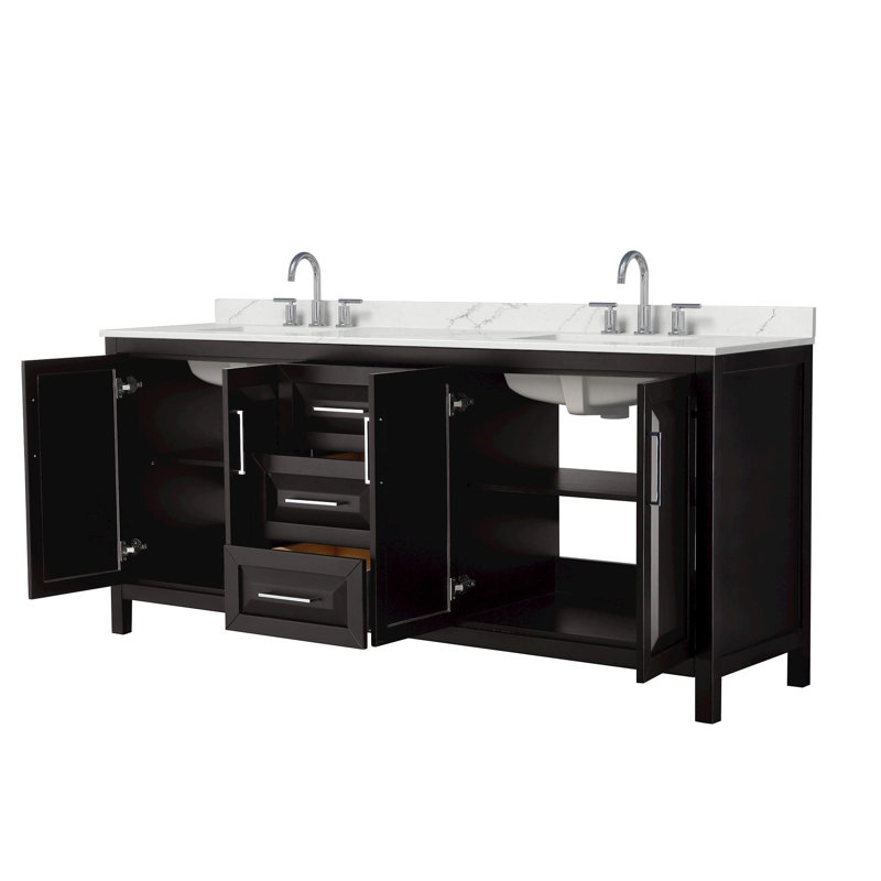 Daria 80'' W Vanity, Giotto Quartz, Brown, Polished Chrome