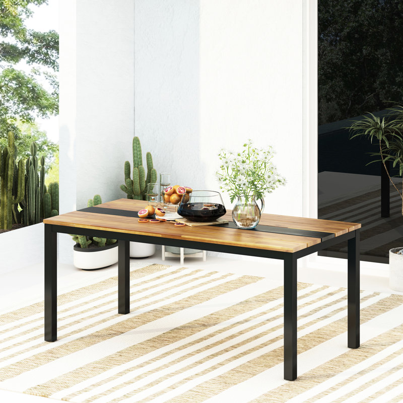 Table de salle à manger avec bois et panneau noir simple, 65,15 lb, couleur, 69 po de profondeur, 35 po de largeur, structure simple, assemblage inclus, bois thermolaqué, hauteur 29,5 po, lambris classique, exotique