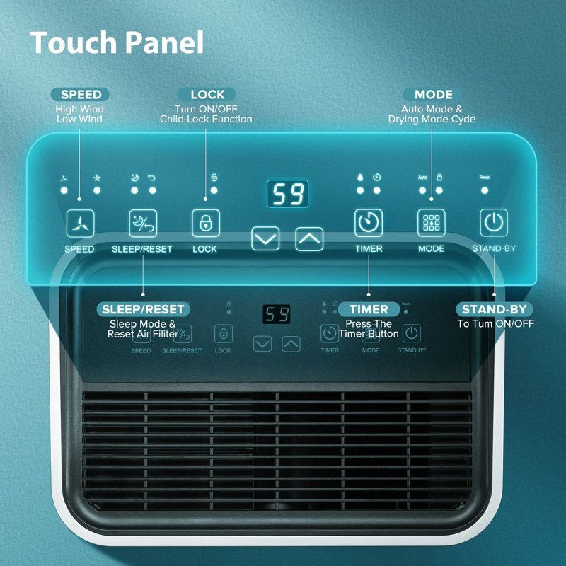 Antarctic Star 45-Pints/Day High Humidity Dehumidifier W/Washable Filter,3 Modes, 24-H Setting,