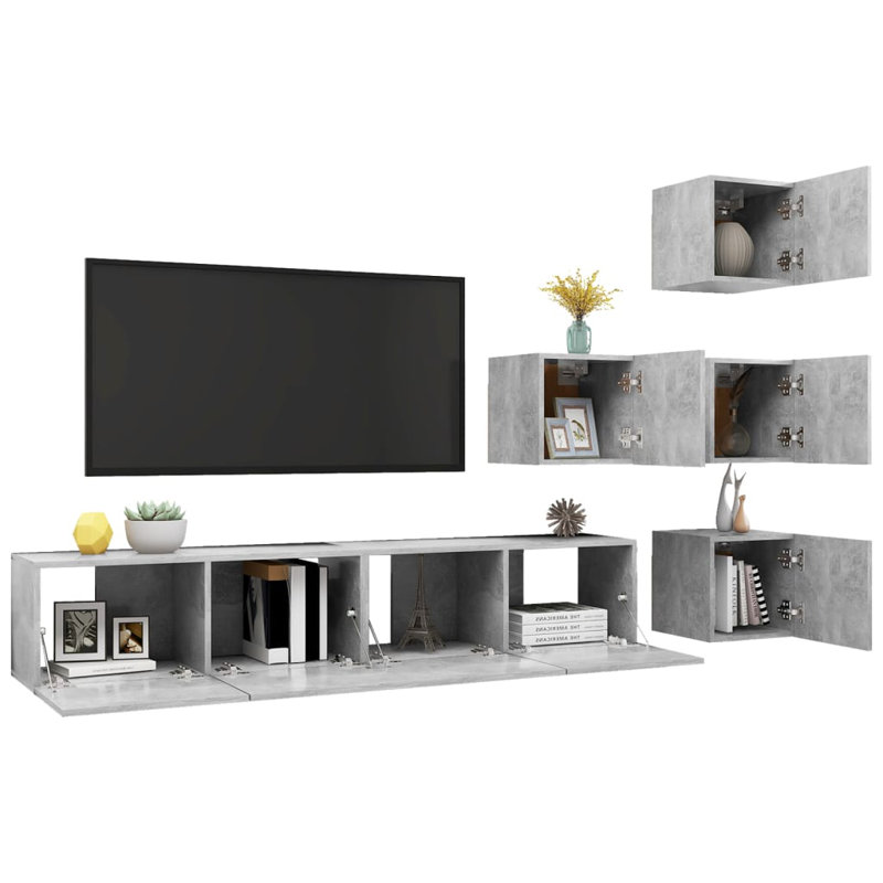 Blagica Unfinished Entertainment Centre for TVs up to 88", Concrete Grey