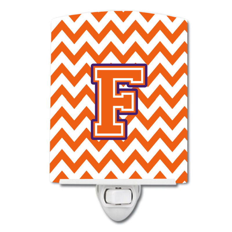 Éclairage de nuit en céramique chevron, Orange, F