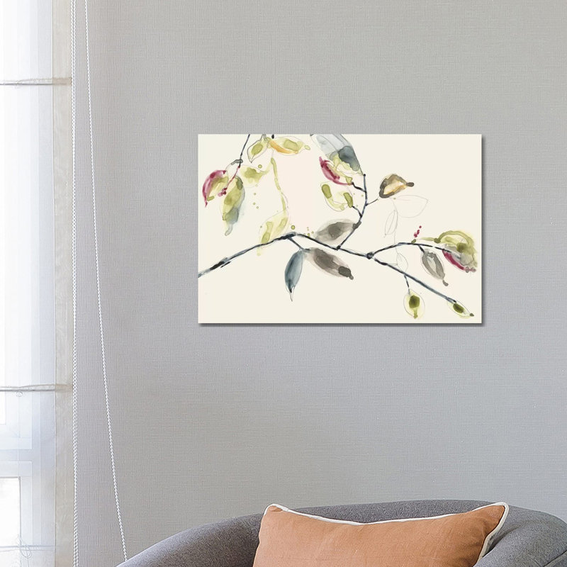 Leaf Branch II 1 Piece Wrapped Canvas Wall Art, 31cm H x 46cm W