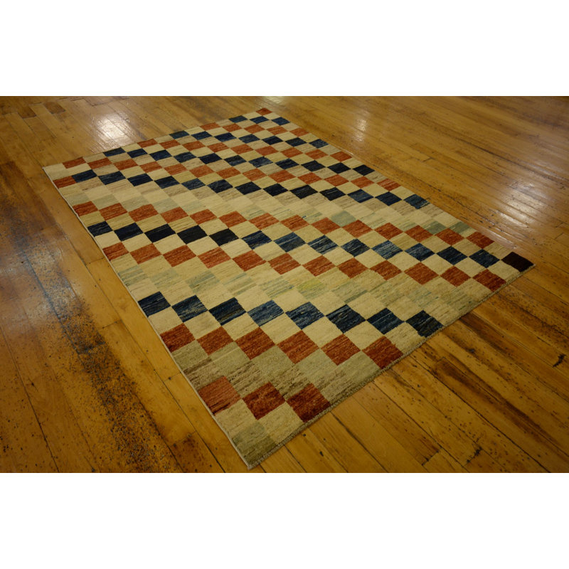 Tapis intérieur en laine 4 pi 10 po x 6 pi 7 po one-of-kind à la main noué la Nash