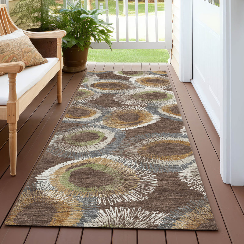 Machine Washable Indoor/Outdoor Corbin ACN2278 Geometric Rug, Tapis de couloir 2 pi 3 po x 7 pi 6 po