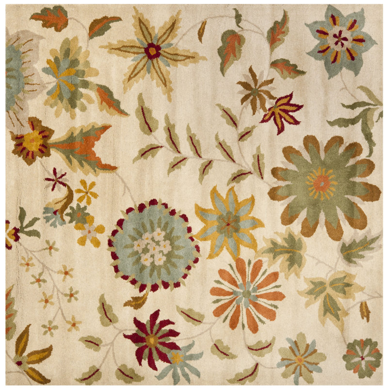 Tapis ivoire touffeté à la main Candelo, Carré 6 pi