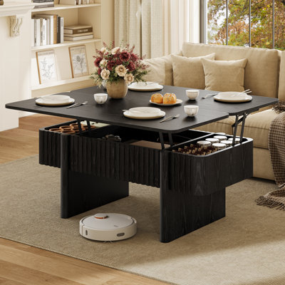 Lift Top Wood Coffee Table with Storage Modern Farmhouse Convertible Living Room Table