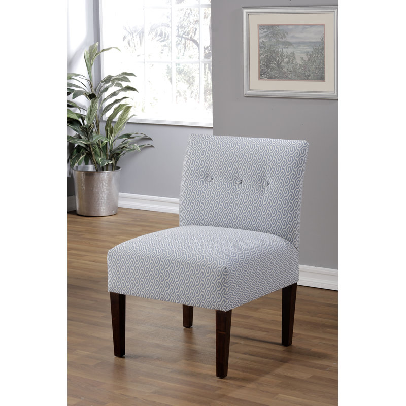 Fauteuil de chambre Lonara, 100 % polyester bleu / crème