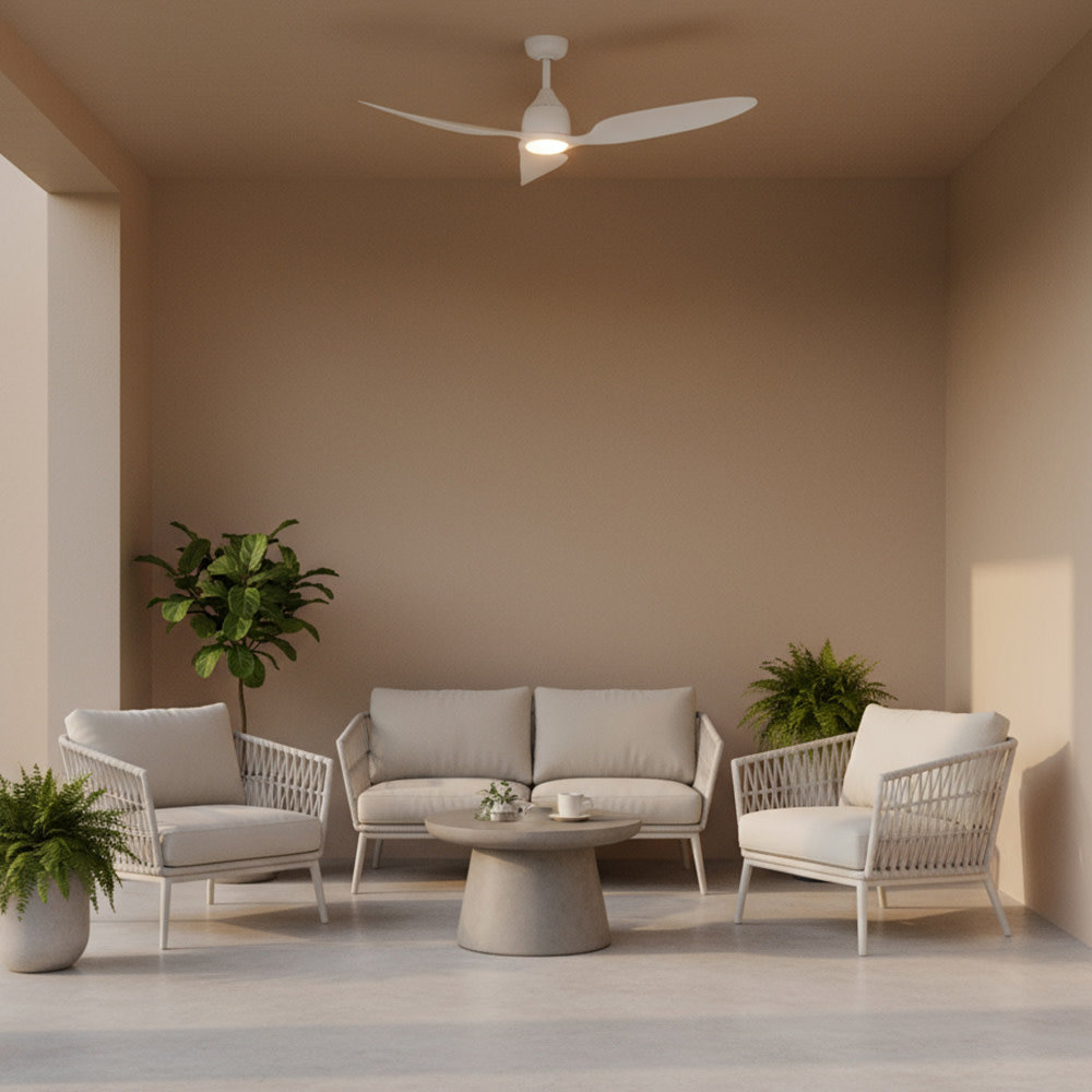 52'' 3 Blade Ceiling Fan with LED Light Kit, Matte White