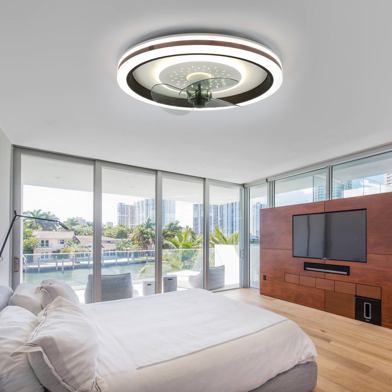 Ventilateur de plafond encastré à intensité variable 19 "avec lumière DEL et télécommande Svetlana