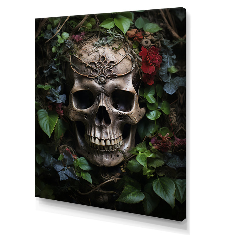 «Jungle Skull Portrait», reproduction d'art sur toile abstraite, H 32 po x l 16 po x P 1 po, Toile tendue