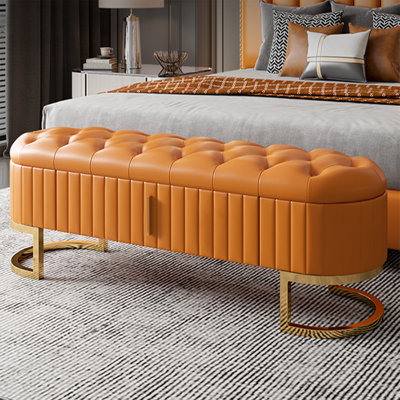Orange Upholstered Bench