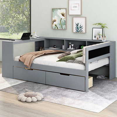 Full Size Platform Bed With Storage And Charging Station