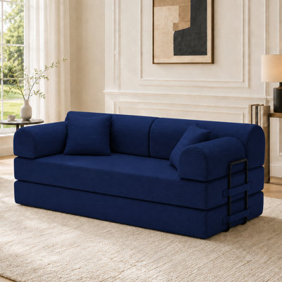 Versatile Corduroy Floor Sofa Bed with Daybed Lounge Function for Living Room Bedroom and Studio