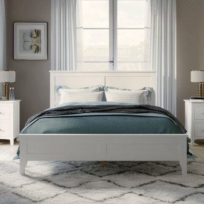 Lit plateforme double, bois massif blanc