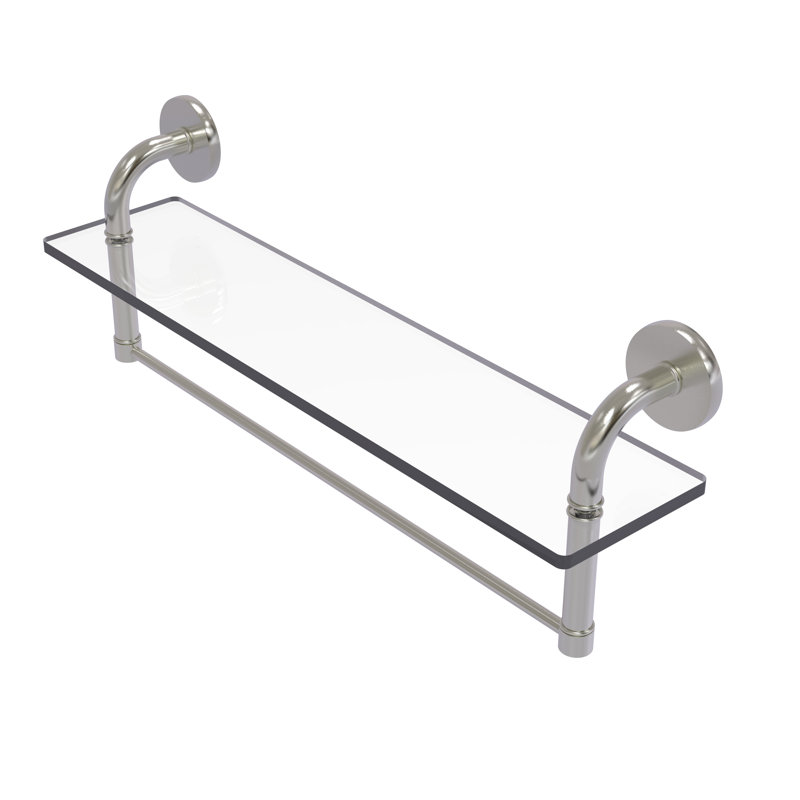 Tablette murale Tioga, Nickel satiné, 8" H x 22" W x 5" D