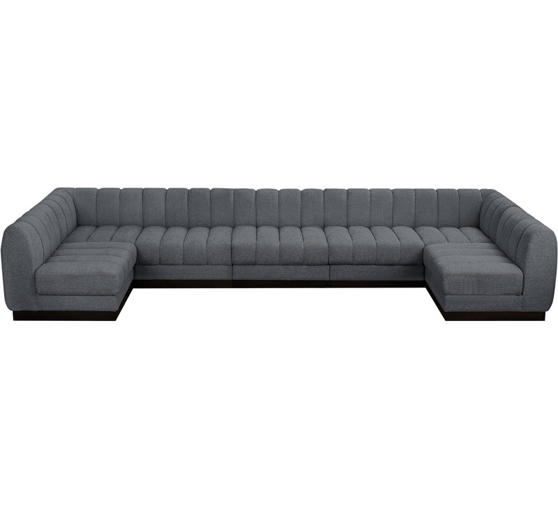Canapé modulaire rembourré 7 pièces Quinn, Tissu gris chenille