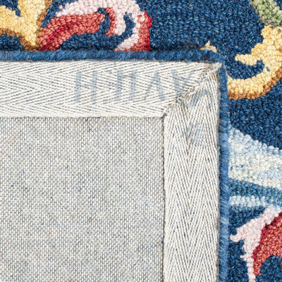 Ozella Hand Tufted Wool/Cotton Oriental Rug in Ivory/Navy