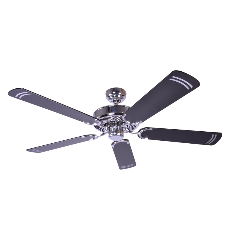 Shayla 132cm Ceiling Fan, Brushed Steel, Black