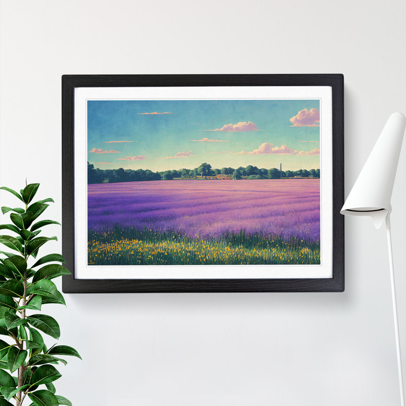 Sacred Bluebell Field - Single Picture Frame Print, Black Framed, 46cm H x 64cm W x 2cm D