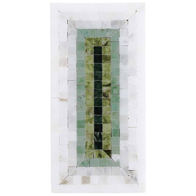 Ako 4x9 Rectangle Marble Micro Mosaic Tile, Verde Green