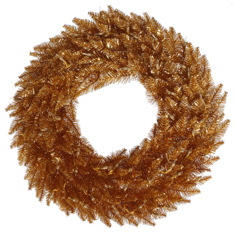 Couronne de Noël artificielle en PVC, H 48 po x l 48 po x P 5 po, Cuivre