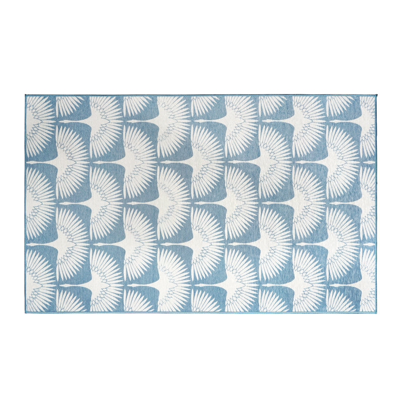 Tapis rectangulaire bleu / blanc 3 pi x 5 pi 