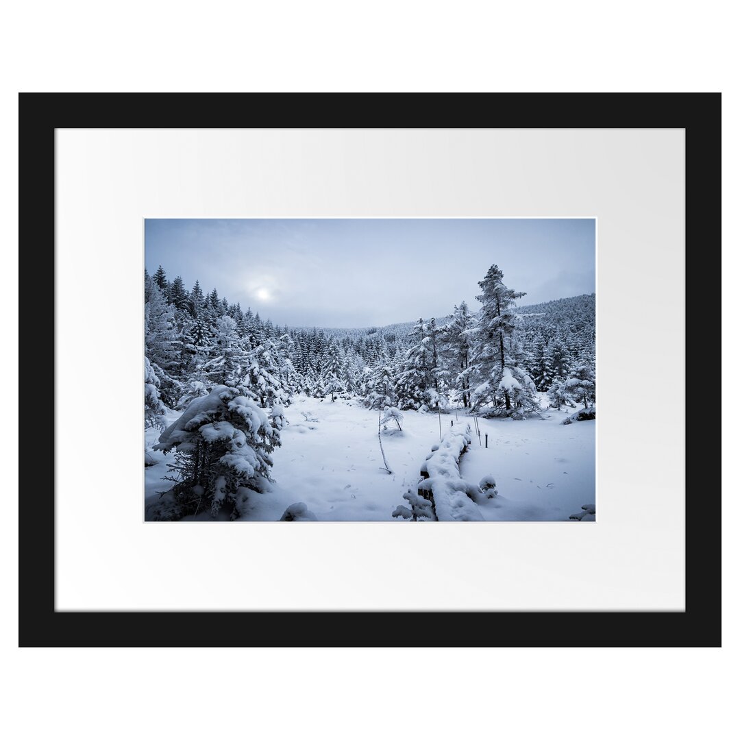 Gerahmtes Poster Winterlandschaft vereister See