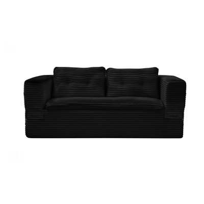 Multi Functional Sectional Sofa Bed With Independent Chaise Lounge And Convertible Blanket, Plush Corduroy Upholstery, 80 Inch King Size Bed, Deep Seat Design