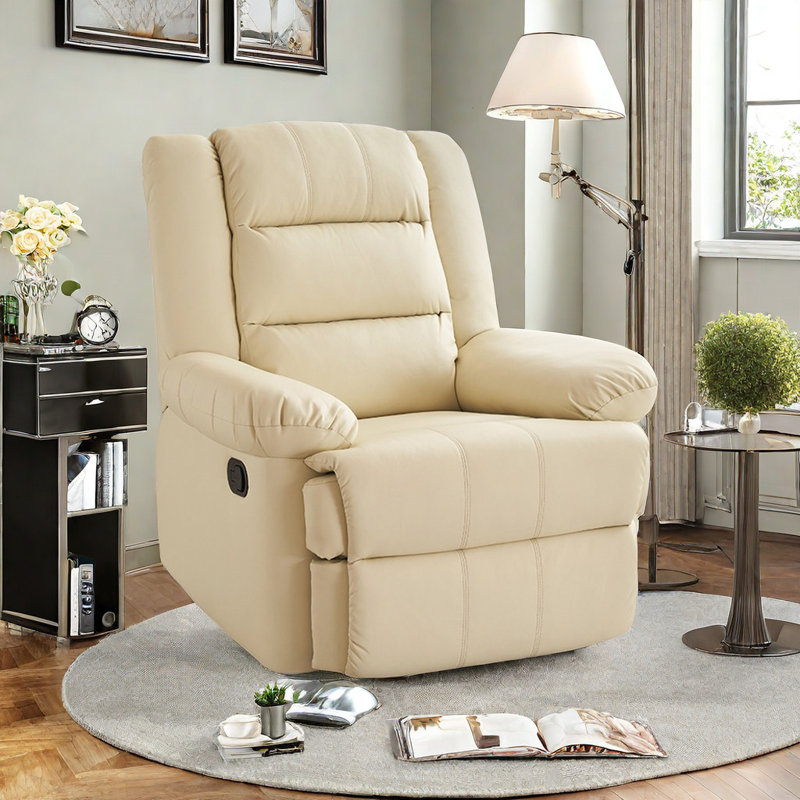Tazeem Swivel Recliner, Cream Leathaire