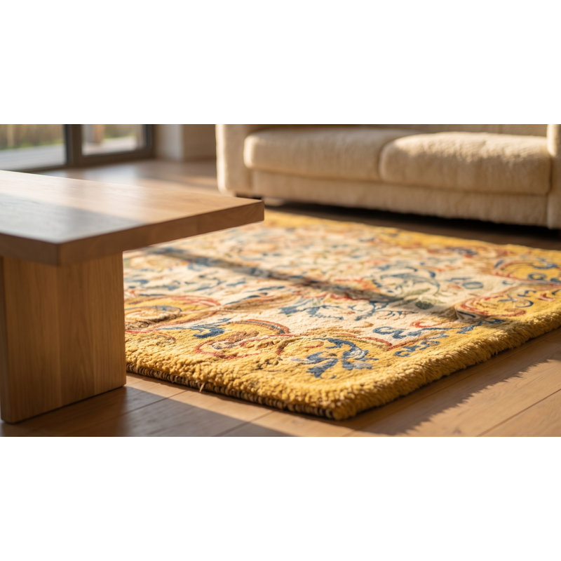 Tapis tissé à plat à motif floral antique français