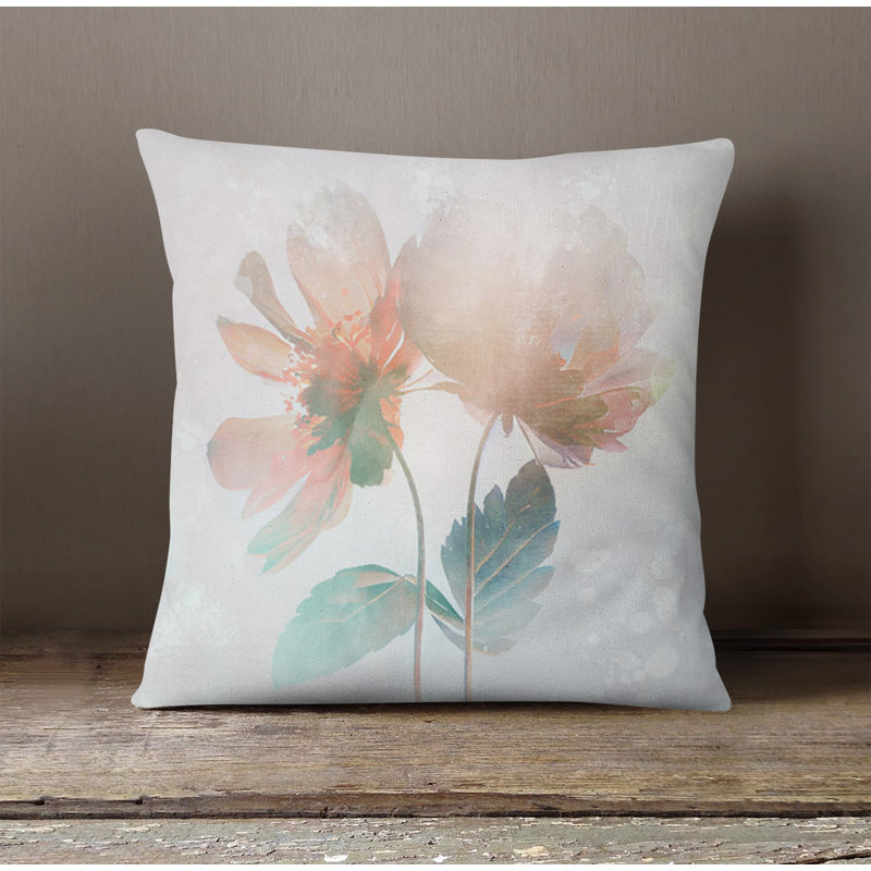 Throw Pillow With Insert, Blue/White Floral 4, 16"H x 16"W