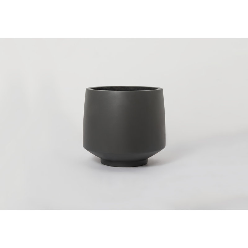 Finnuala Handmade Pot Planter, 11" H x 11.25" W x 11.25" D, Cement Charcoal