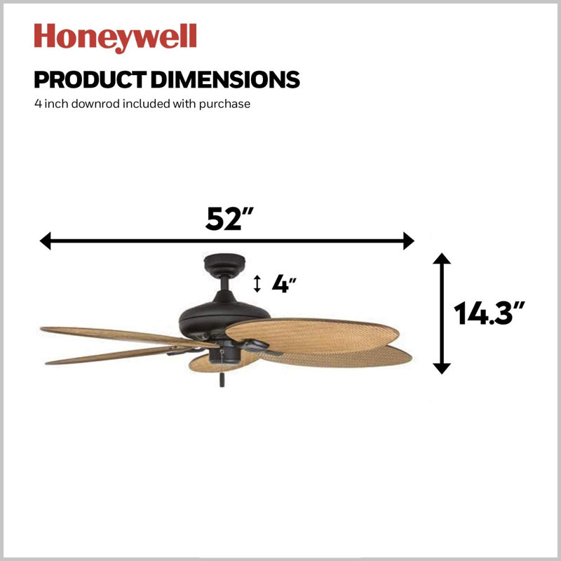 52" Palm Valley Tropical 5 Blade LED Ceiling Fan, Bronze