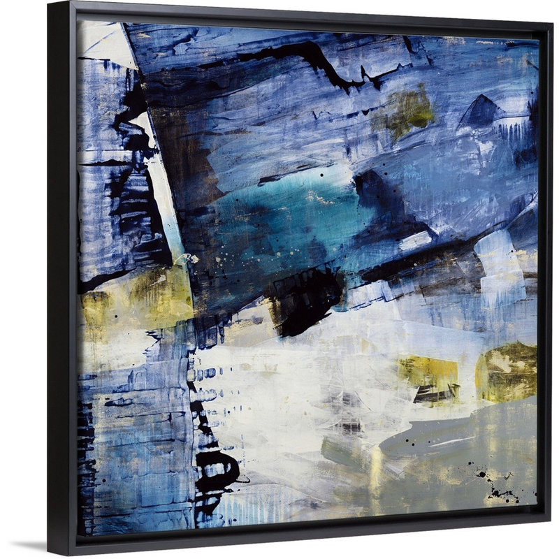 « new light », peinture sur toile, Cadre flottant noir, H 31,7 po x l 31,7 po x P 1,75 po