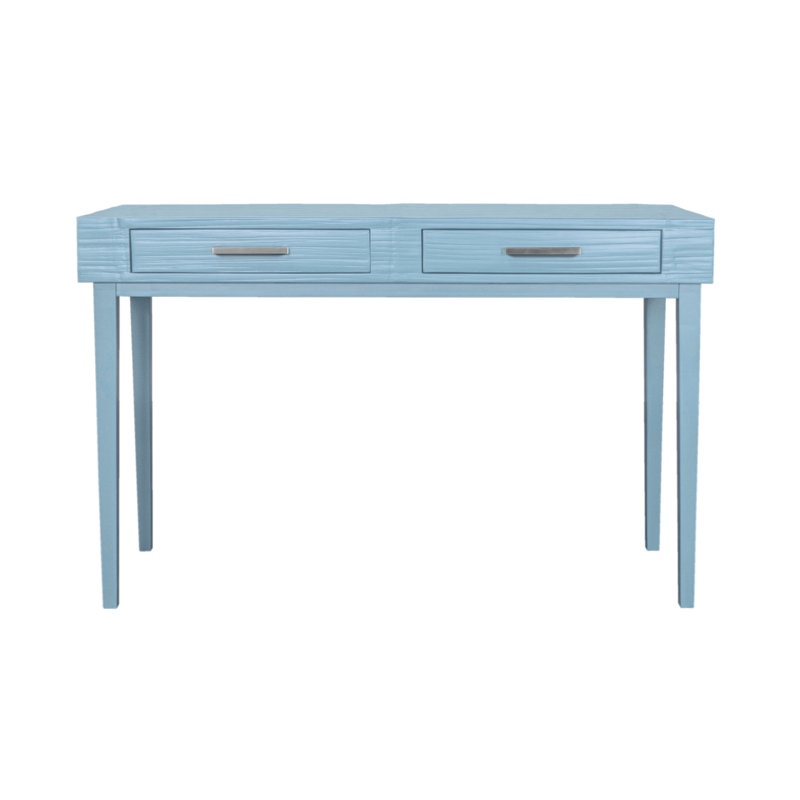 Andros Solid Wood Base Writing Desk, Pool Blue