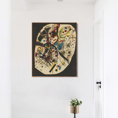 Reproduction d'art encadrée sur toile, reproduction giclée, « Kleine Welten IV » (1922) de Wassily Kandinsky. Décoration murale pour salon, maison ou bureau (cadre mince couleur bois, 61 x 81 cm).