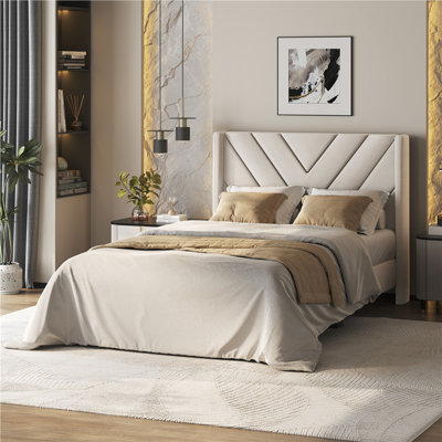 Permelia Upholstered Bed Tufted Headboard with Wing Side
