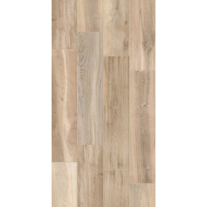 Bungalow 9" x 40" Porcelain Wood Look Tile, Matte Light Brown