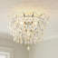 Plafonnier encastré moderne 4 lumières en métal et cristal Glam