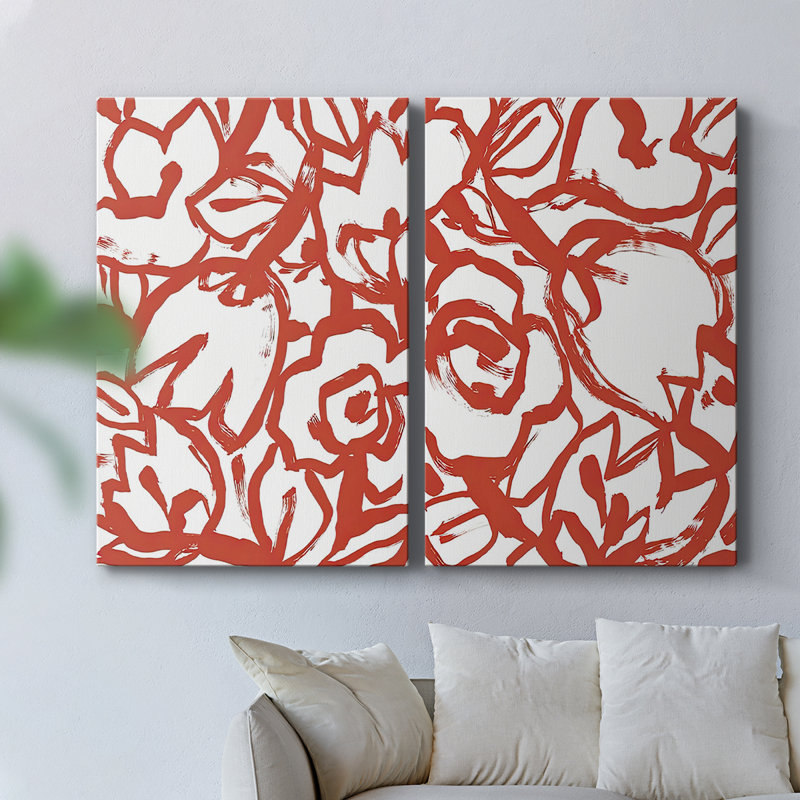 Toile tendue avec motif floral rouge I-Premium, H 18 po x l 12 po