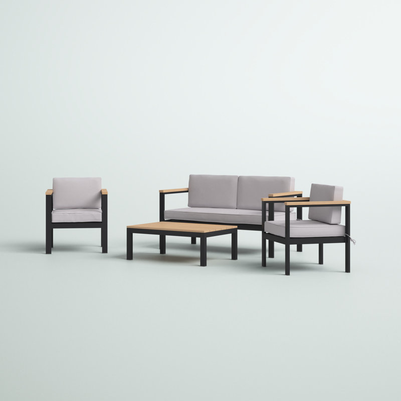 Ensemble de conversation avec canapé et coussins 4 pièces Jaheim