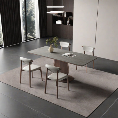 Rectangular rock plate dining table sets
