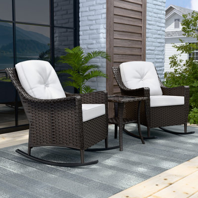 2 - Person Outdoor Rocking Chair Seating Group with Side Table