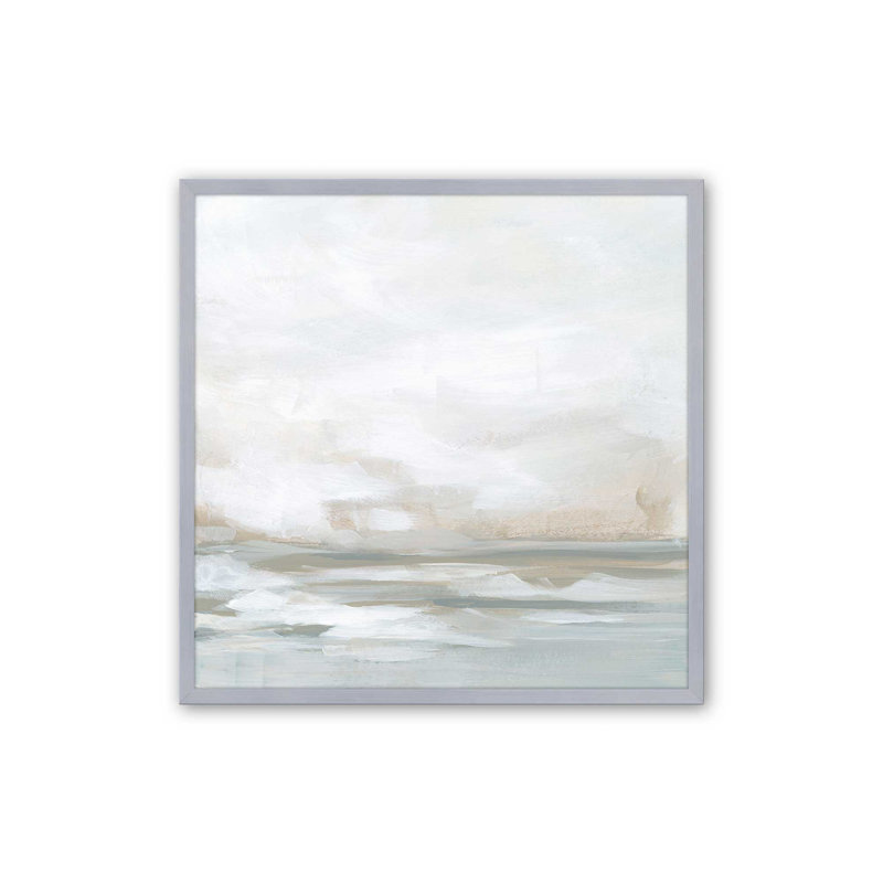 Hiver paysage marin sérénité II, Cadre photo argenté, H 17,75 po x l 17,75 po