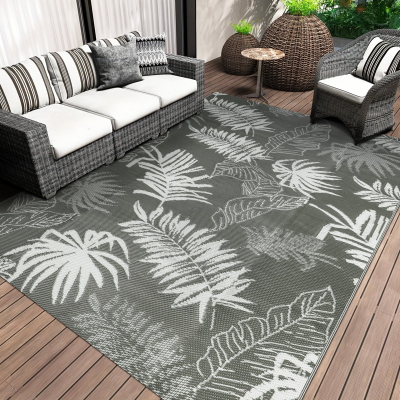 Outdoor Rug Waterproof Reversible Plastic Straw Camping Rugs for Outside RV, Patio,Deck, Rectangle 6' x 9'